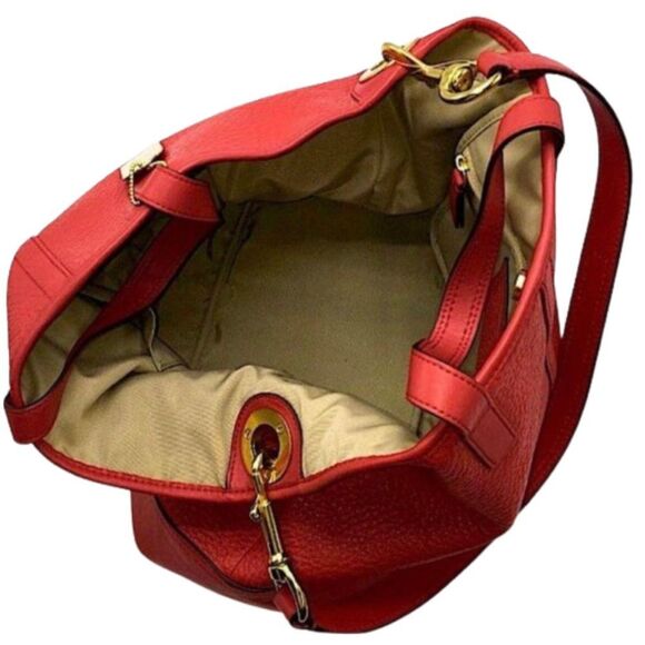 COACH Luxe Hadley Tumbled Red Leather Oversized Carry-On Shoulder Bag Satchel - Picture 3 of 15